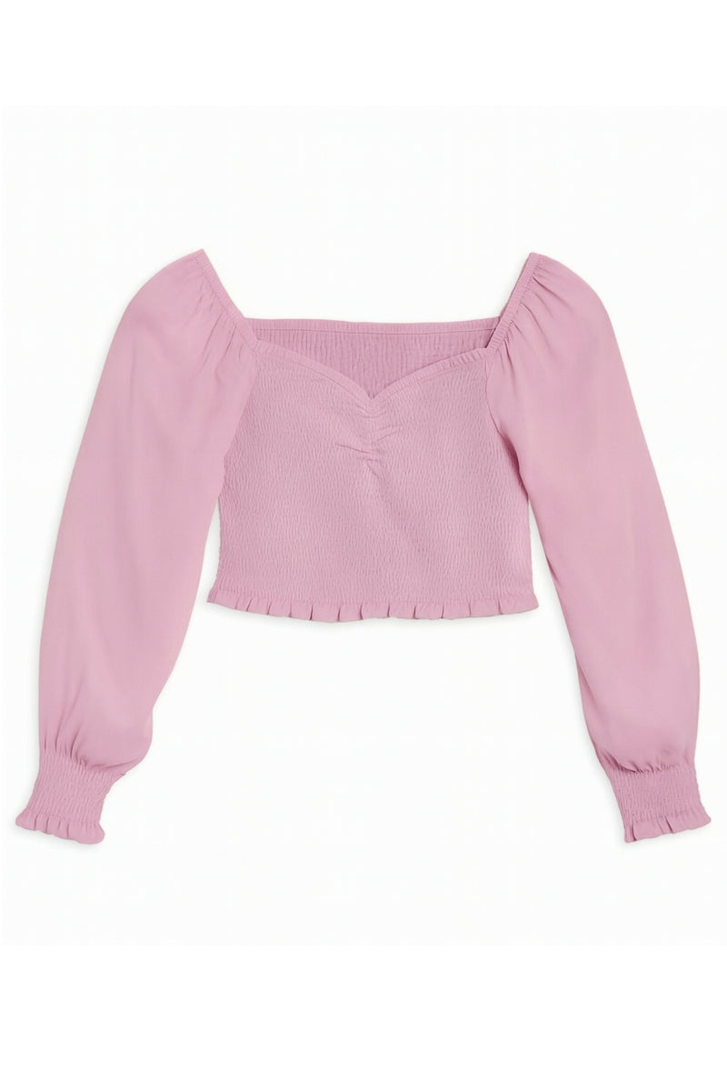TWEEN CHLOE SOLID SHEER LONG SLEEVE TOP – KatieJNYC