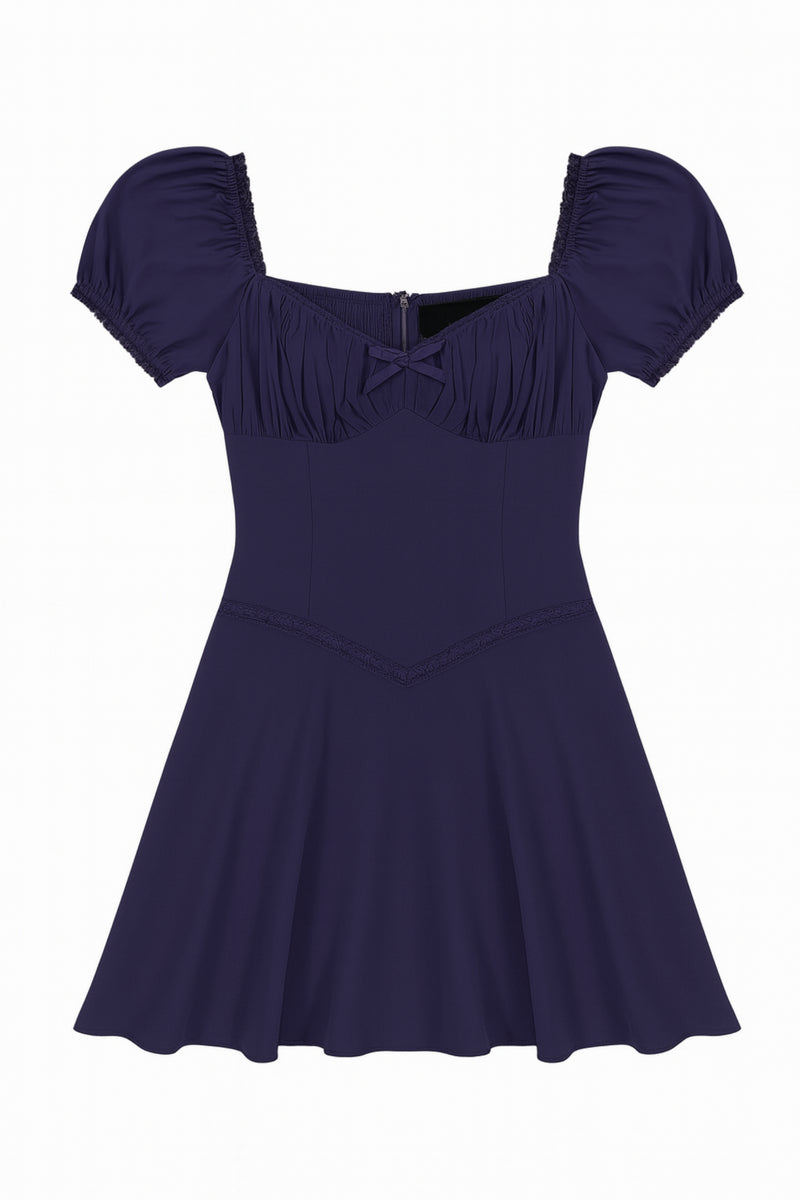 Tween Georgie Solid Milkmaid Dress Eggplant / LG (12)