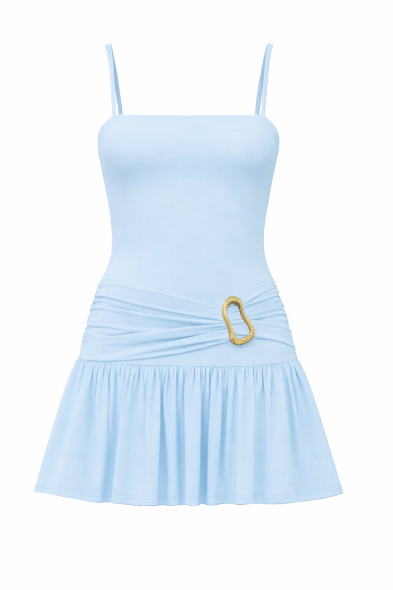 white mini dress square neck Astonish | White Long-Sleeve Embellished Square-Neck Mini Dress With Volume Skirt