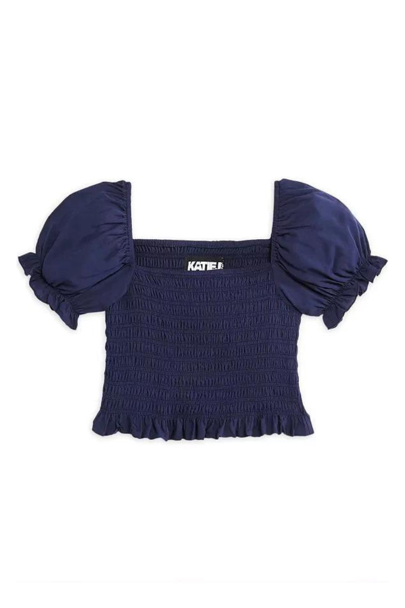 JUNIOR MARLEE PUFF SLEEVE SOLID TOP