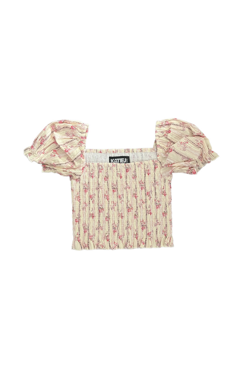 KatieJ Marlee Puff Sleeve Top, Pink Mini Toile main image 1