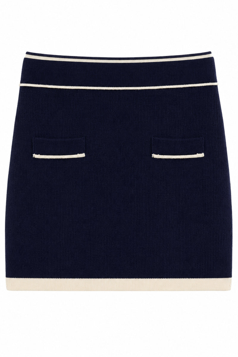 HOLIDAY Wool Drawstrings Mini Skirt ネイビー TWEEN WHITNEY COLORBLOCK MINI SKIRT – KatieJNYC