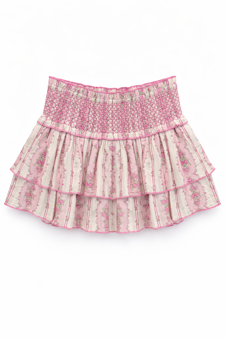 TWEEN DOMINIQUE PRINTED SMOCKED WAIST RUFFLE SKORT – KatieJNYC