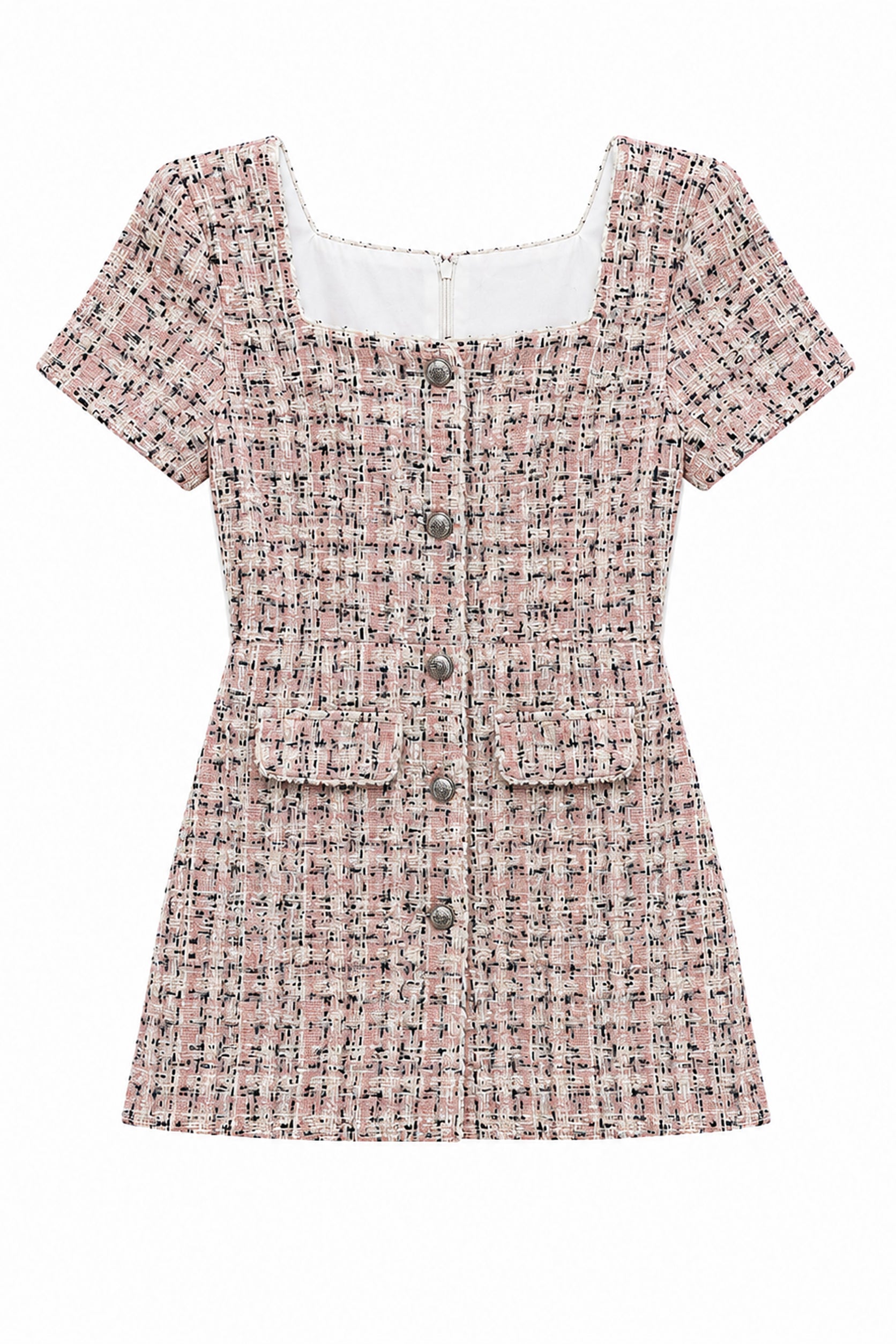 Tween Anna Short Sleeve Boucle Dress Sm (7/8) Pink Multi Boucle Dresses