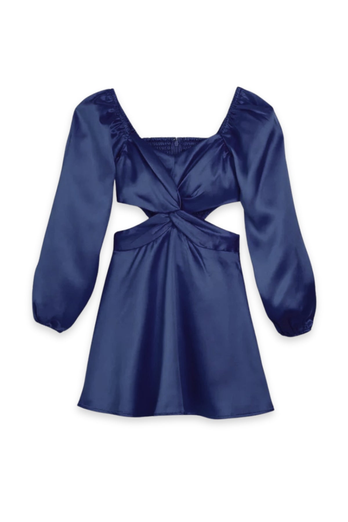 satin dress for teenager Homecoming Dresses for Teens Satin Wedding Guest Dresses Short Formal Dress Silk Mini Dress Square Neck Spaghetti Straps Tie Back Ruffle Dress Party Dress School Dance Promotion Dresses Navy Blue XS |