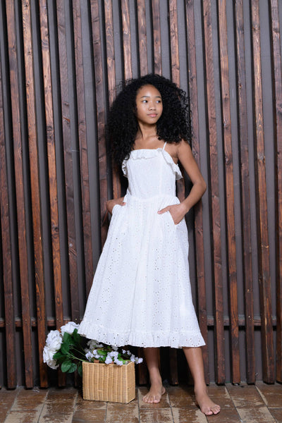 tween midi dress TWEEN IVY Crinkle Windowpane MIDI DRESS White Crinkle Windowpane / SM (7/8)