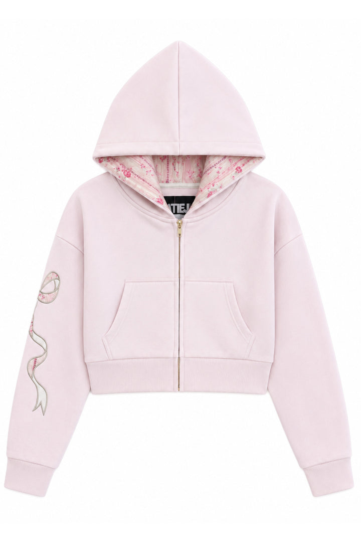 TWEEN DYLAN BOW APPLIQUE ZIP HOODIE – KatieJNYC