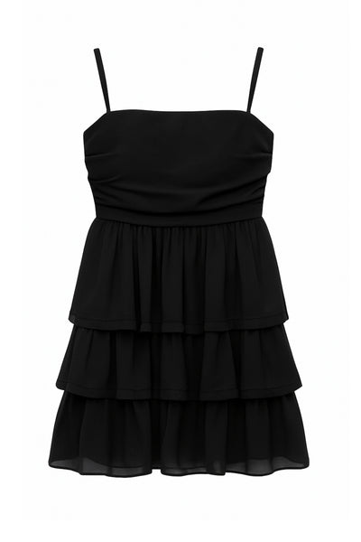 TWEEN ELOISE SOLID LAYERED RUFFLE Black Silky Georgette / MD (10)