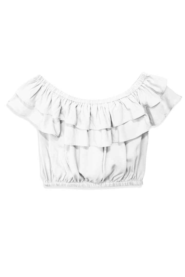 トップス M me eme Ruffle off shoulder denim tops Versatile denim ruffle off-the-shoulder top / Create / Enjoy