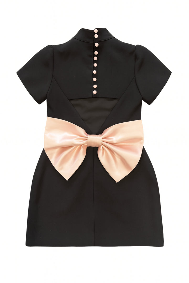 TWEEN IMOGEN BUTTON BOW BACK DRESS Black/ Pink / MD (10) TWEEN IMOGEN BUTTON BOW BACK DRESS Black/ Pink / MD (10)