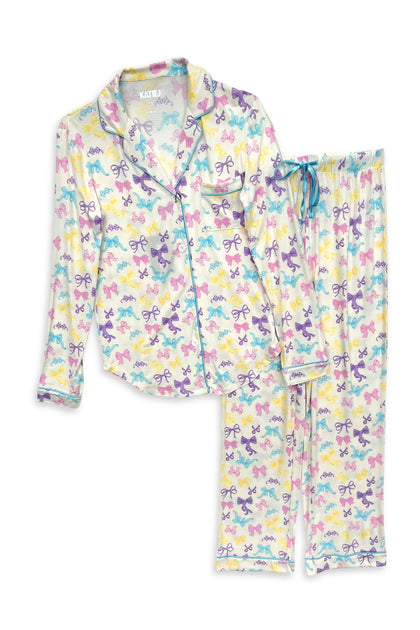 Katie J NYC Juniors Cherry Bows Maia Pants PJ Set