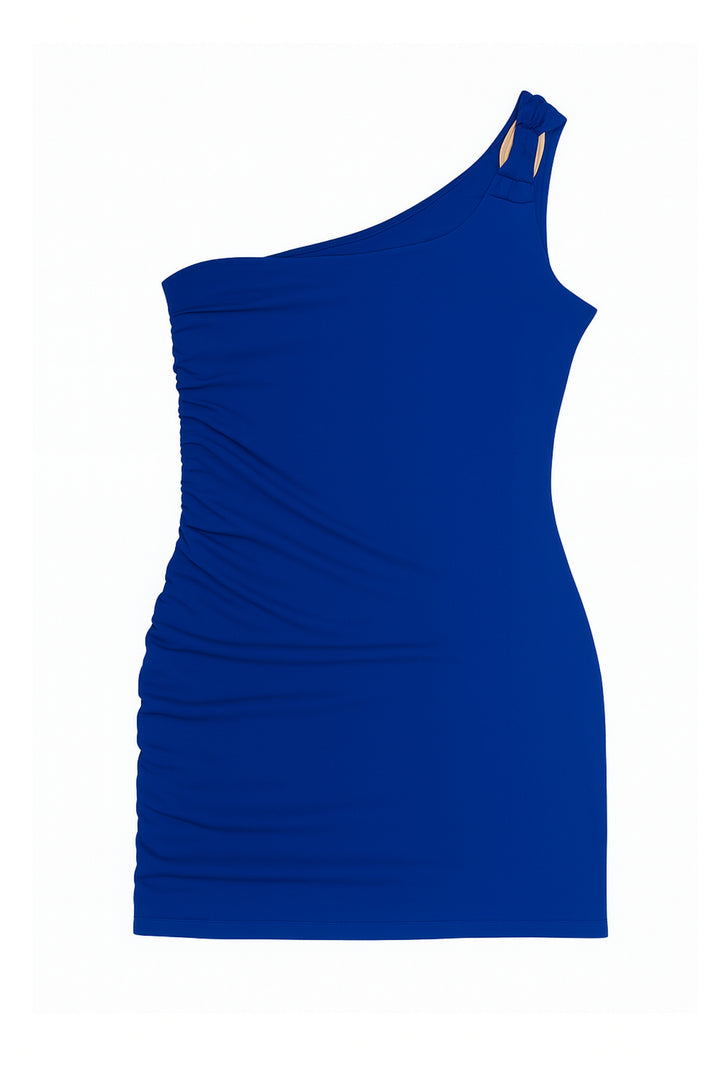 Tween Kannon One Shoulder Ruched Dress Sm (7/8) Smokey Blue Dresses