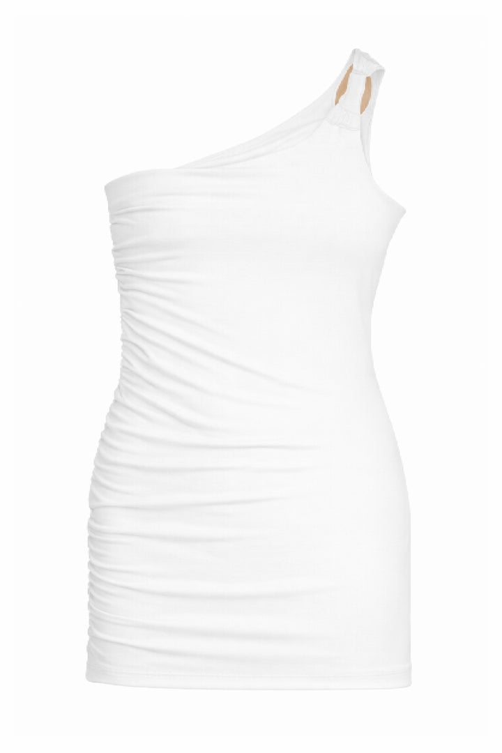 Tween Kannon One Shoulder Ruched Dress Electric White / MD (10)