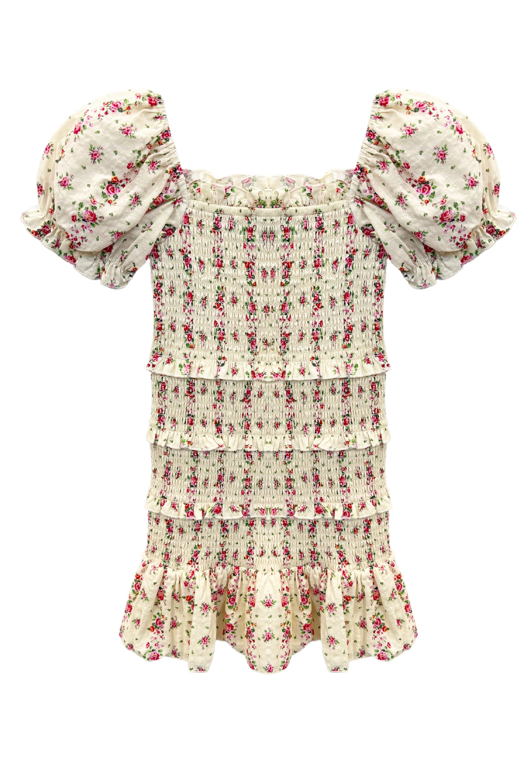 TWEEN LAILA PRINTED SMOCKED PUFF SLEEVE DRESS – KatieJNYC