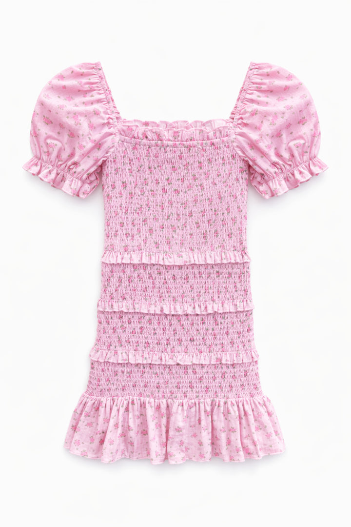 TWEEN LAILA PRINTED SMOCKED PUFF SLEEVE DRESS – KatieJNYC