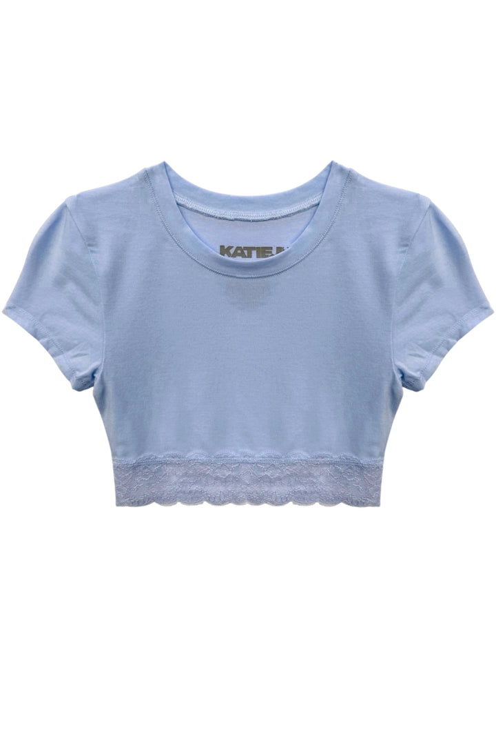 JUNIOR LINDSAY CROPPED LACE TRIM TEE – KatieJNYC