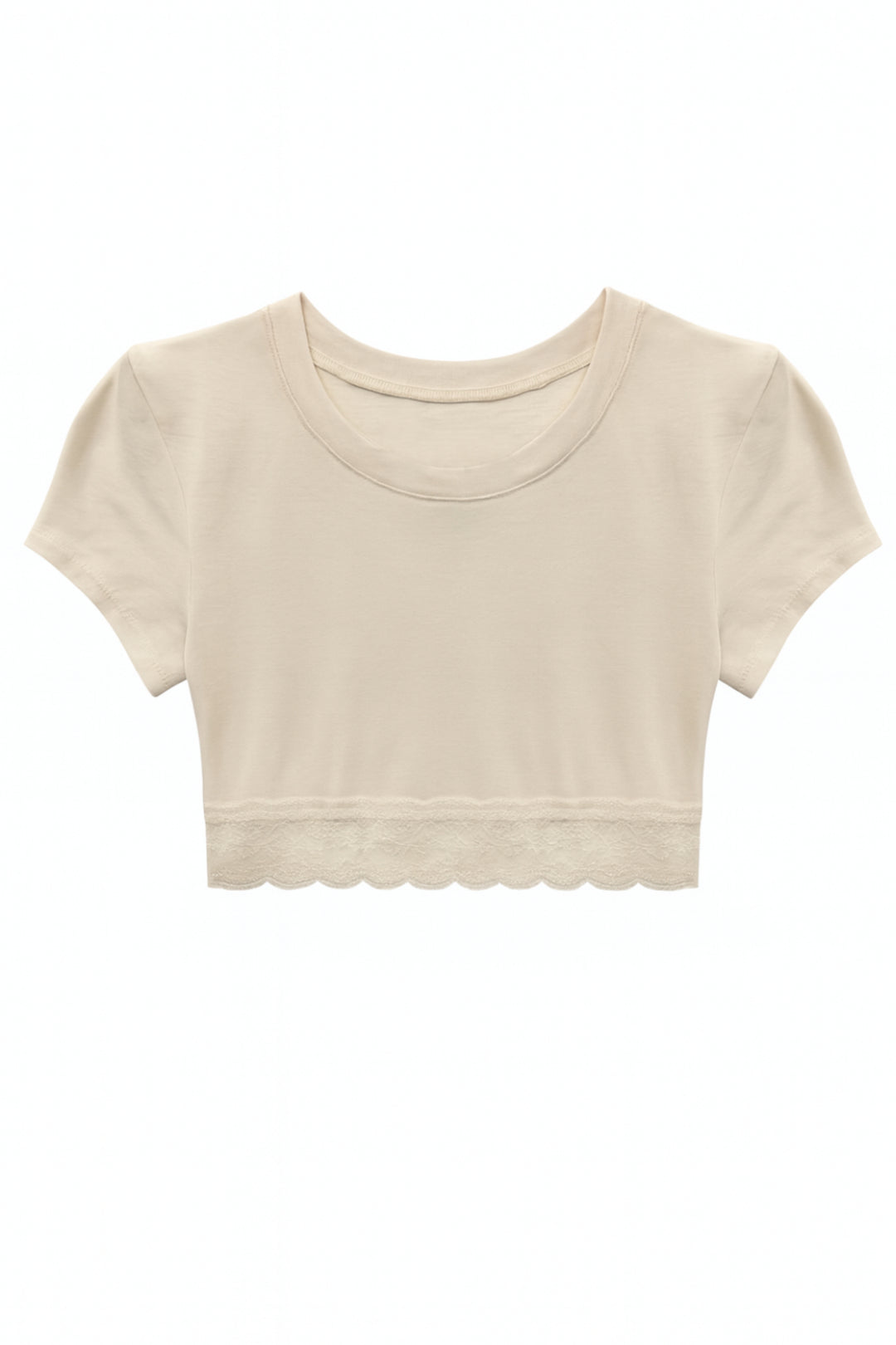 Katie レイチェルレースTee TWEEN LINDSAY CROPPED LACE TRIM TEE – KatieJNYC