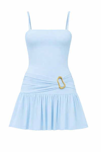 lovers and friends teddy mini dress TWEEN MARCI GATHERED WAIST DRESS Cobalt Blue / SM (7/8)