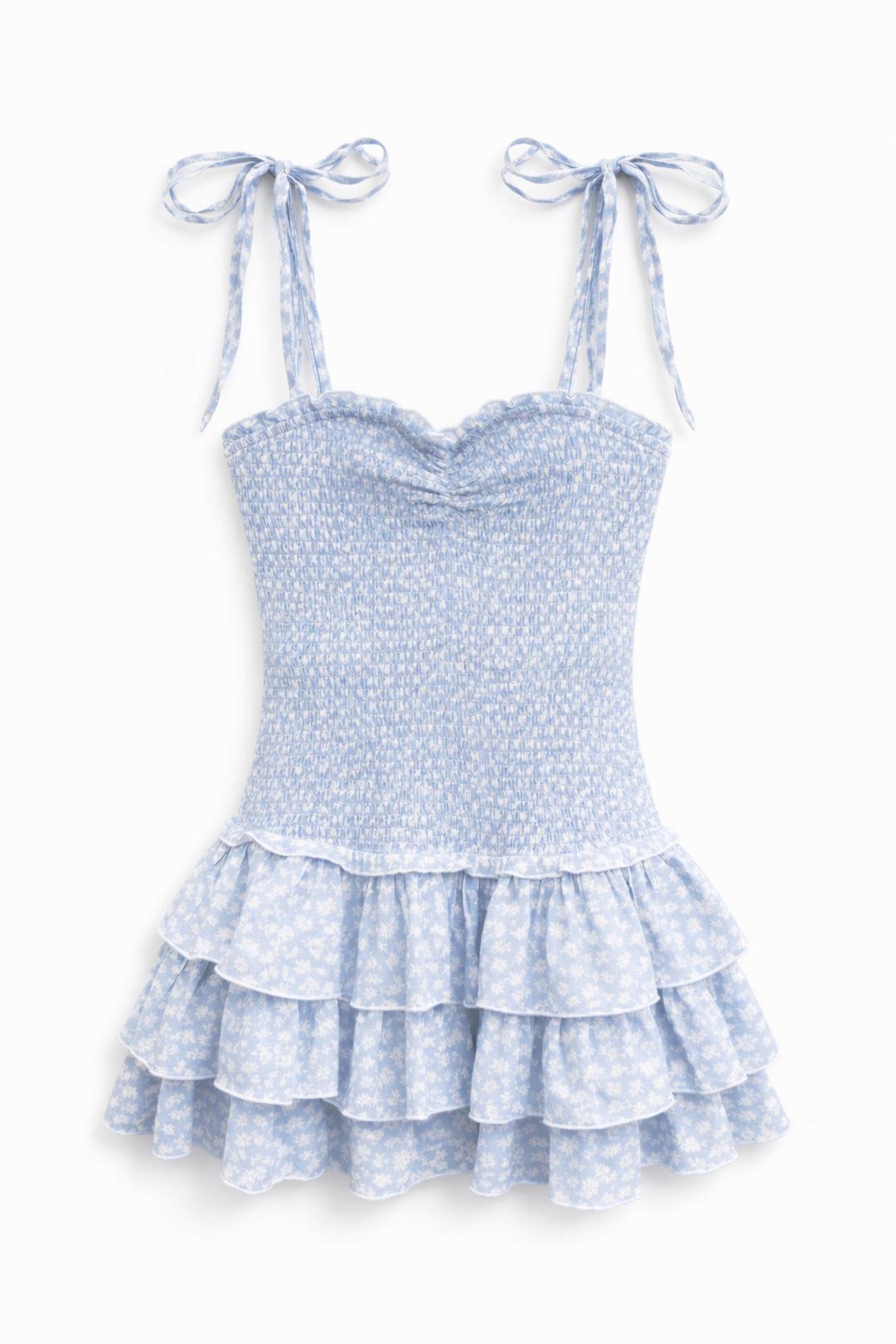 meri mini dress TWEEN MERI PRINTED SMOCKED BODY DRESS Blue Ditsy Floral / SM (7/8)
