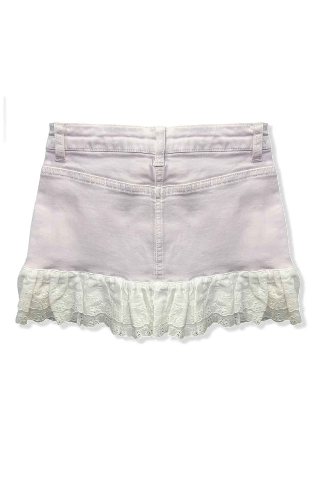 TWEEN POSITANO EYELET RUFFLE DENIM MINI SKIRT – KatieJNYC