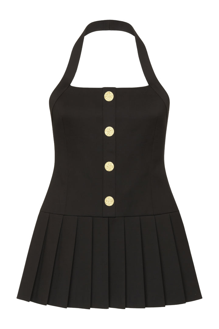 TWEEN SORA PLEATED HALTER DRESS Black / SM (7/8) TWEEN SORA PLEATED HALTER DRESS Black / SM (7/8)