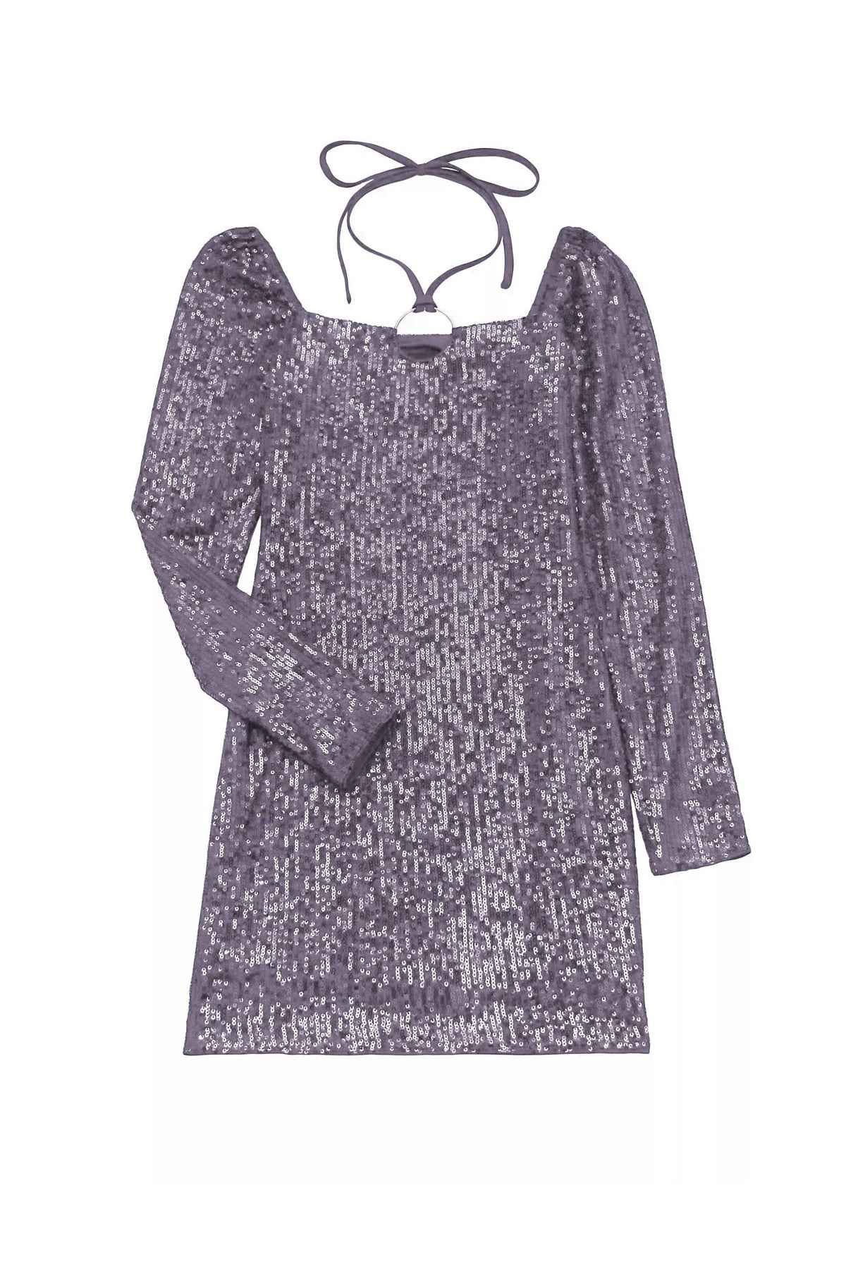 sequin party dress sale Plus Backless Ruffle Split Thigh Sequin Party Dress