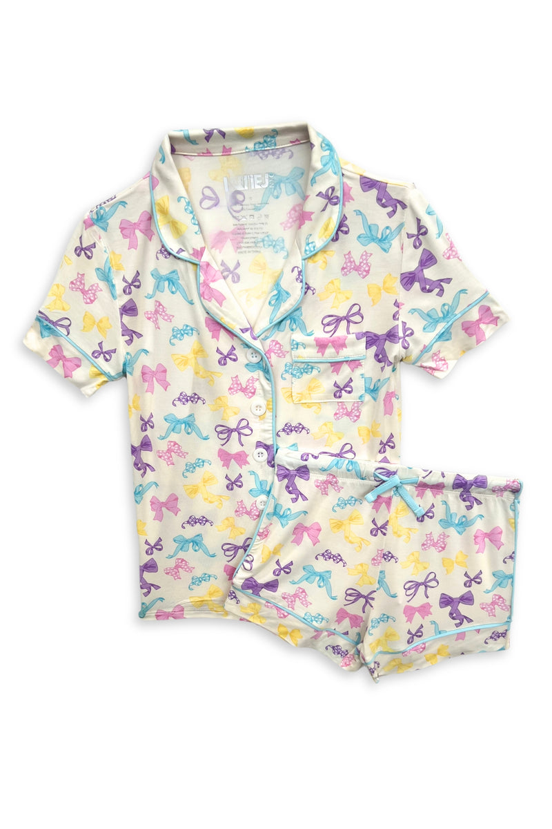 Katie J NYC Juniors Cherry Bows Lynn Shorts PJ Set
