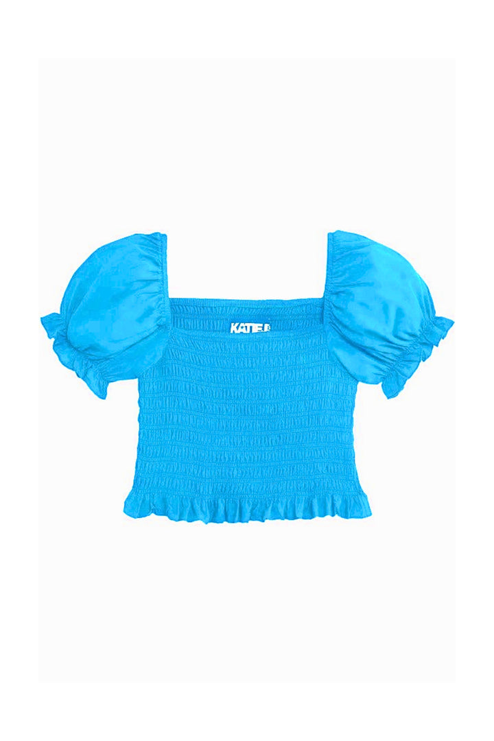Katie TENNIS CLUB puff sleeve 挟まれ shirt