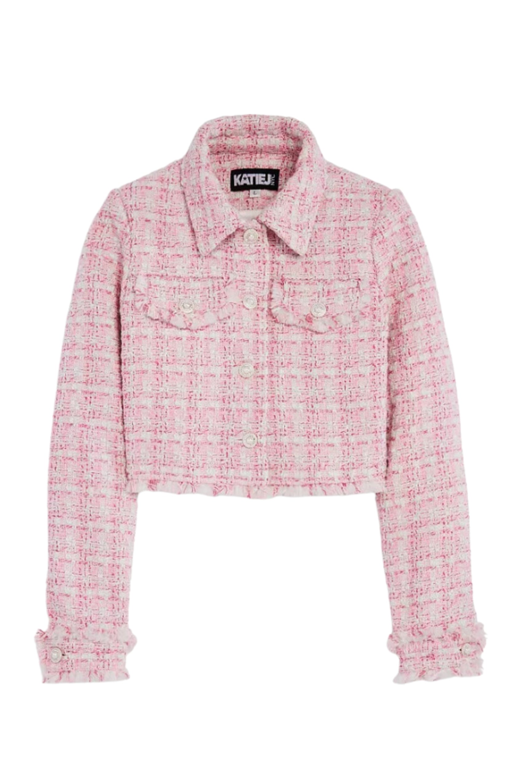 DRAW FIT ♥ TRIMMED V-NECK BOUCLE TWEED JACKET draw-fit